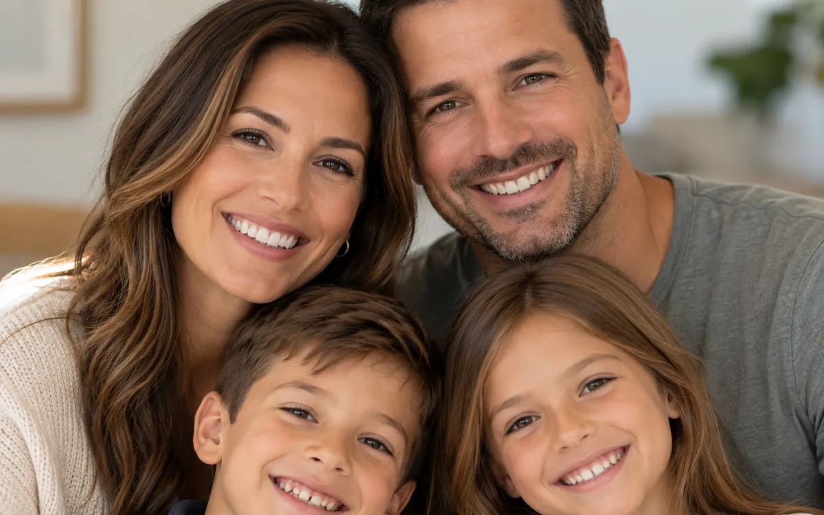Illustrative image of a smiling family of four